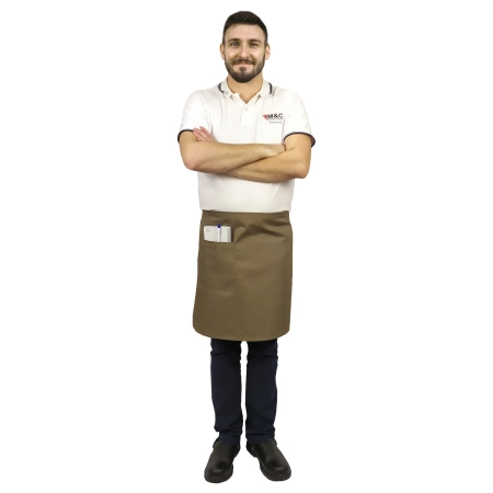 Zapaska długość 50cm beżowa – zapaska kelnerska – odzież gastronomiczna - inne ujęcie